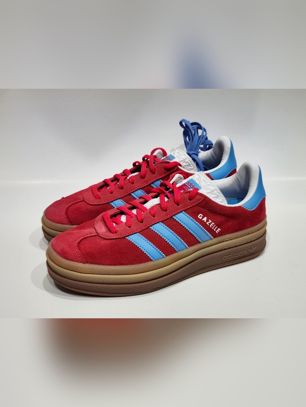 Adidas Gazelle Bold Active Red Pink Blue Burst Shoes IE0421 Womens Size 9 Us New